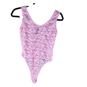 SHELLEY Pink Lace  Bodysuit Teddy